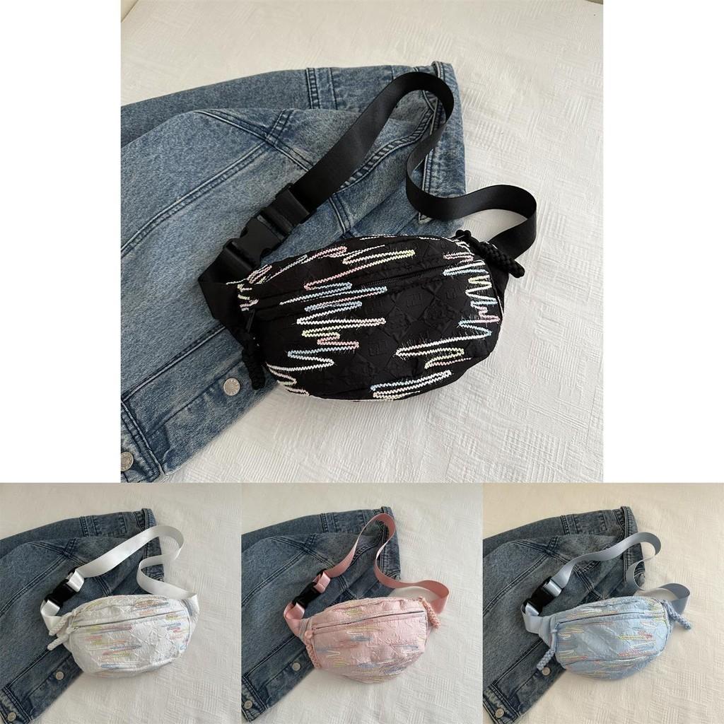 Cute Korean Style Striped Lightweight Crossbody Chest Bag For Casual Everyday Use