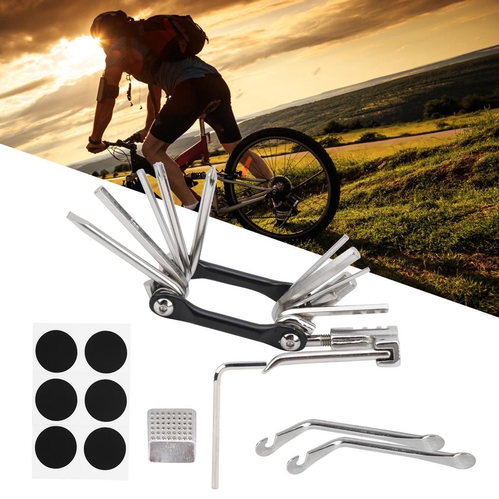 Fahrradreifen Reparaturset Tragbare Tasche Reifenheber 11 in 1 Multifunktions Fahrradwerkzeugtasche