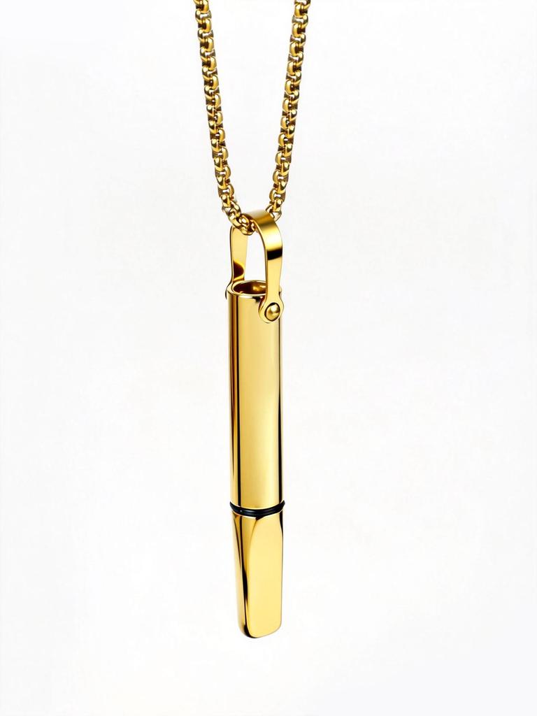 European Luxury Titanium Steel Pendant Necklace: Elegant Meditation Whistle for Calming and Versatile Hip Hop Fashion.