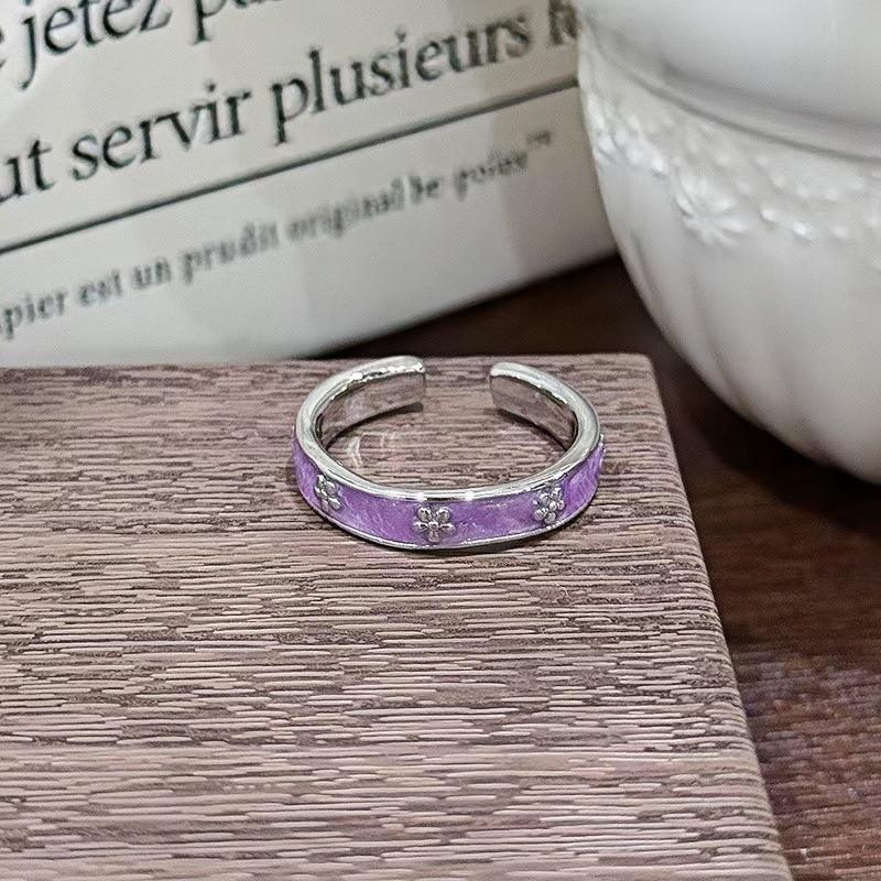 Stacked Wearing A Girlfriend Girl'S Sweet And Romantic Purple Diamond Open Ring, A Woman'S Frigid Wind Simple And Exquisite Ring