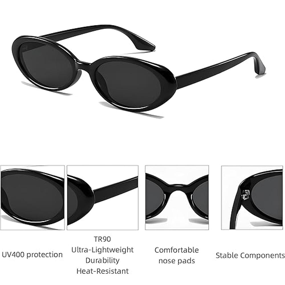 1PC Vintage Oval Sunglasses Women Luxury Brand Designer Small Oval Sun Glasses Retro Black Red Glasses Ladies UV400 Eyewear