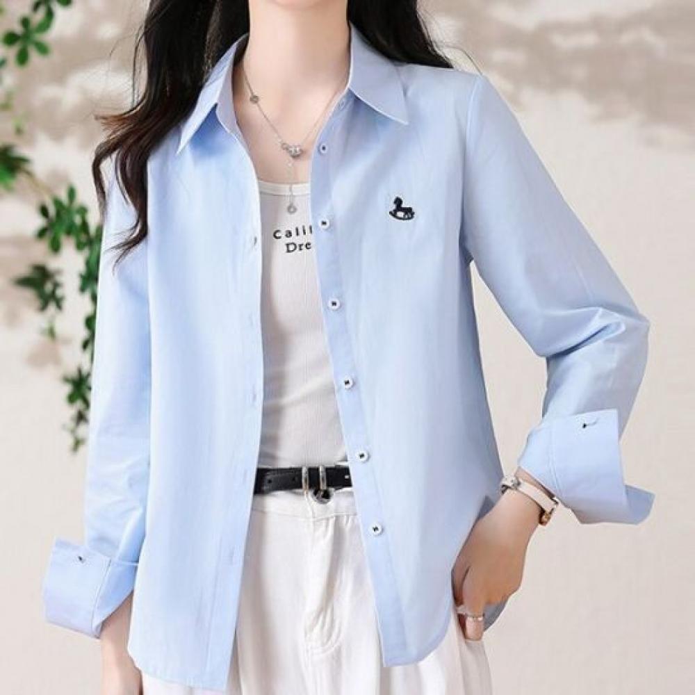 Navava Women S Embroidered Point Daily Long Sleeve Shirt Nb3060