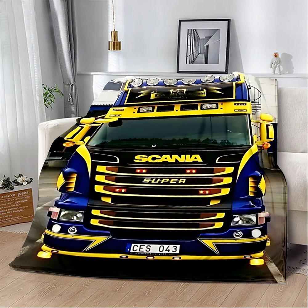 Printed Blanket Picnic Blankets Car Brand Scanias TruckS Warm Blanket Soft and Comfortable Blanket Home Travel Birthday Gift