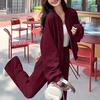Women's Plus Size Sporty Sweatshirt & Wide Leg Pants Set - Autumn/Winter Two-Piece Cardigan Outfit