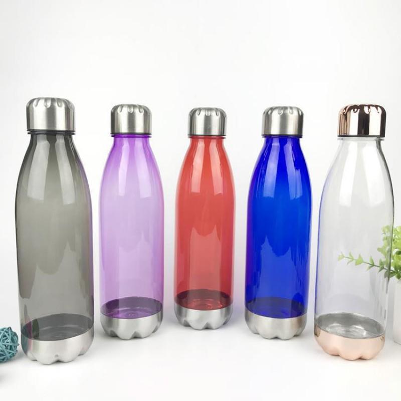 Outdoor Sports Water Bottle 24oz 650ml Leakproof Transparent AS Plastic Cup With Lid Hiking Camping Gym