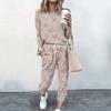 High-End Fashion Sports Sweater Set Women'S Autumn Loose Casual Long-Sleeved Printed Top Bundle Leg Pants Two-Piece Set