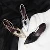 Sheepskin version~ Summer temperament single shoes pointed hollow pleated shoes Ou Ruofeng wears light mouth silver sandals