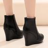 8 cm 10 cm Kleine Größe 33-41 Bequeme Herbst Winter Echtes Leder Stiefel Plattform Keile Schuhe High Heels Ankle Botas Büro