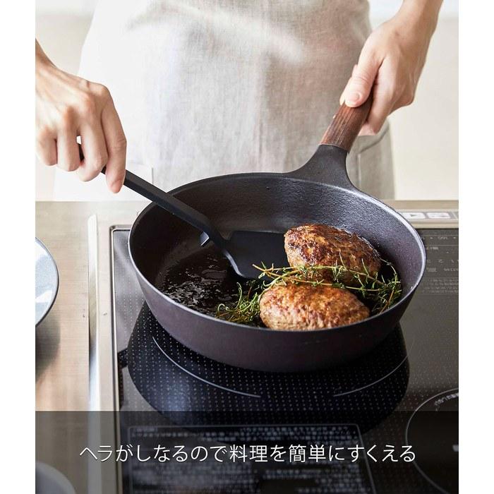Yamazaki Silicone Spatula Black, Approx. W9 X D4.5 X H31cm, Tower. Flexible Silicone, Heat Resistant, 5192.