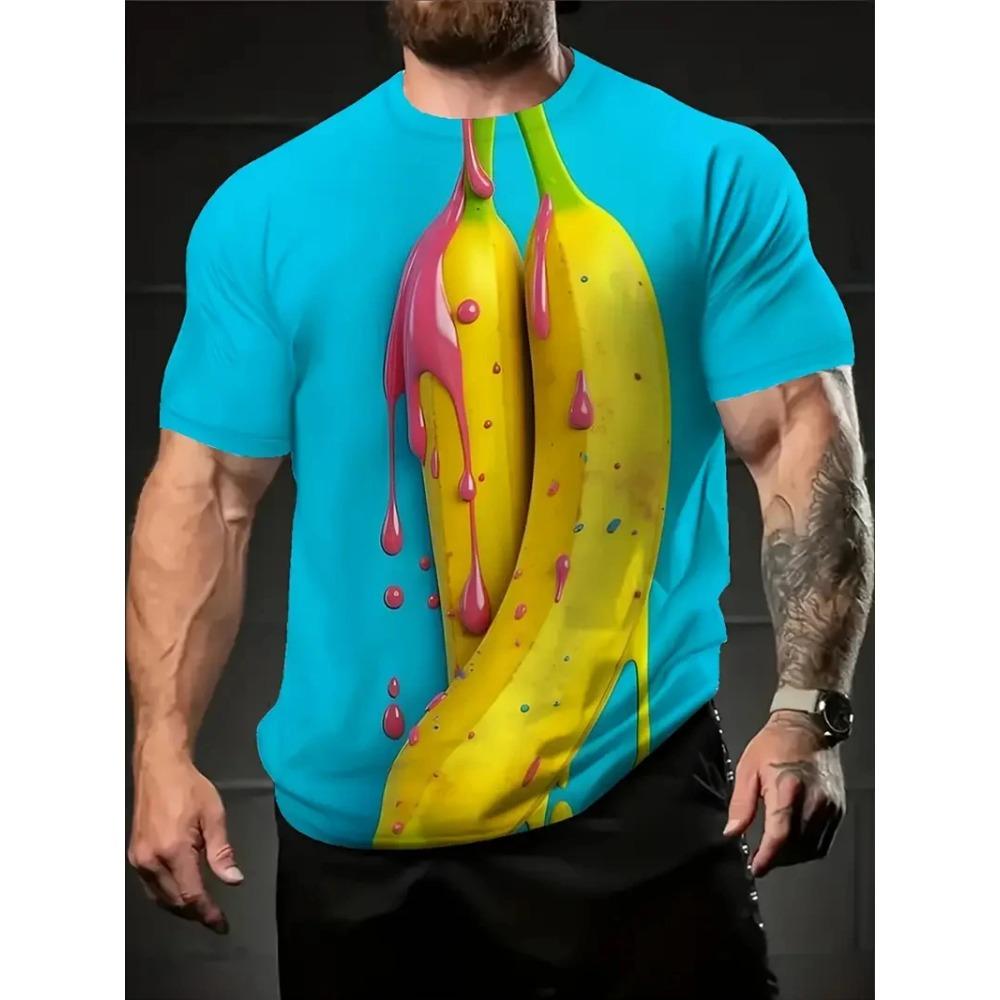 New Men's T-shirt 3D Print Funny Banana Graphic T-Shirts Summer Outdoor  Personality Fashionable Plus Size Casual Short Sleeved T-shirt