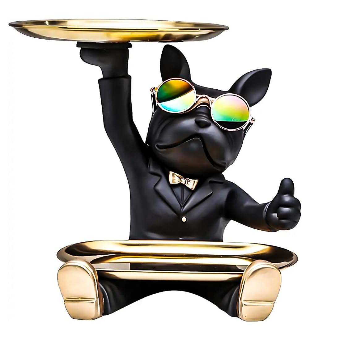 

Dog Offering a Plate Creative Dog Key Storage Tray Figurine with French Bulldog Entryway Tray and Gift Card, Includes Glasses, Funny Birthday Gift,