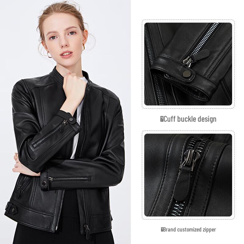 Navigare Women's Genuine Sheepskin Leather Motorcycle Jacket