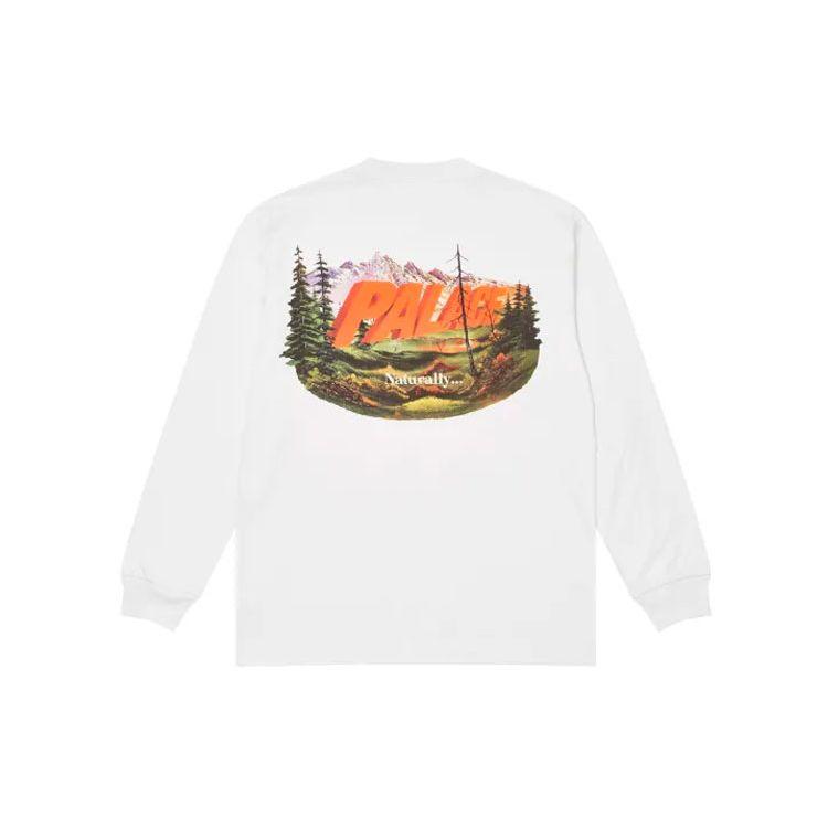 Palace FW21 Chapping Scenic Print Crew Neck Long Sleeve T-Shirt Unisex Tops White P21LS009