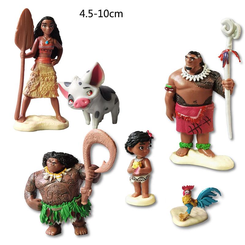 6-10Pcsset Cartoon Movie Moana Action Figure Anime Moana Maui Chief Tui Doll Figurines Model Decoration Toys for Festive Gifts