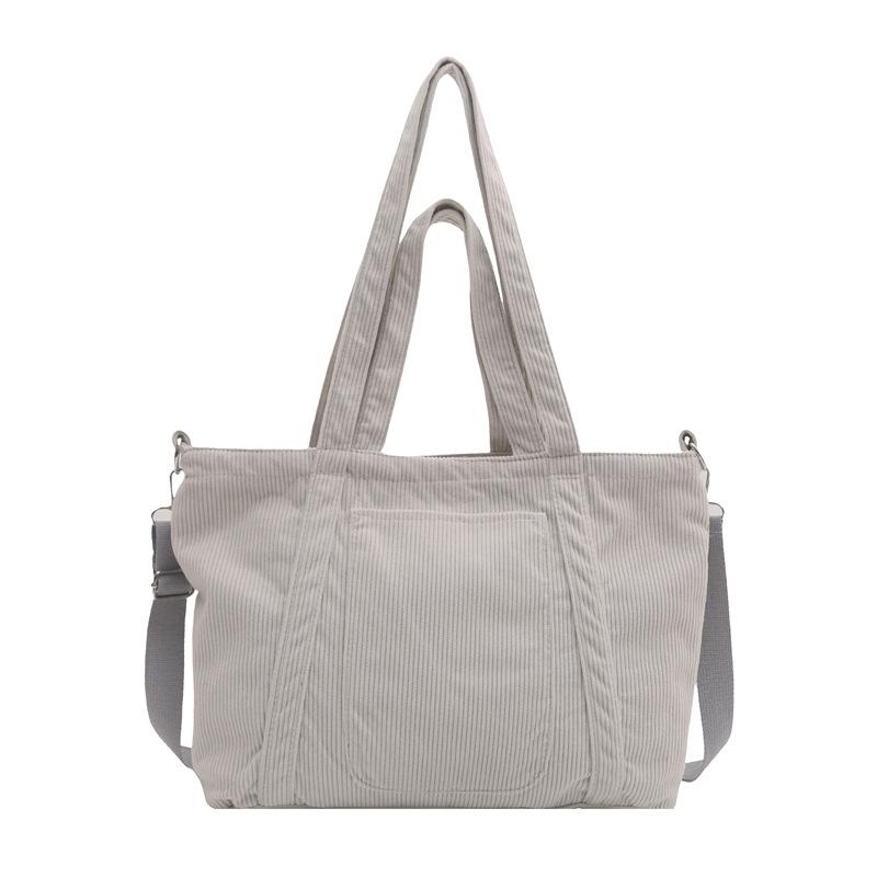 

Corduroy Large Capacity Tote Bag for Women, Commuting Cloth Bag, Student Simple One Shoulder Hand-held Crossbody Bags світло-сірий колір