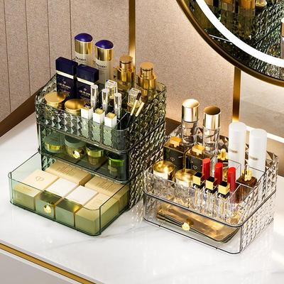 Diamond Pattern Cosmetic Organizer: Makeup & Skincare Storage Box