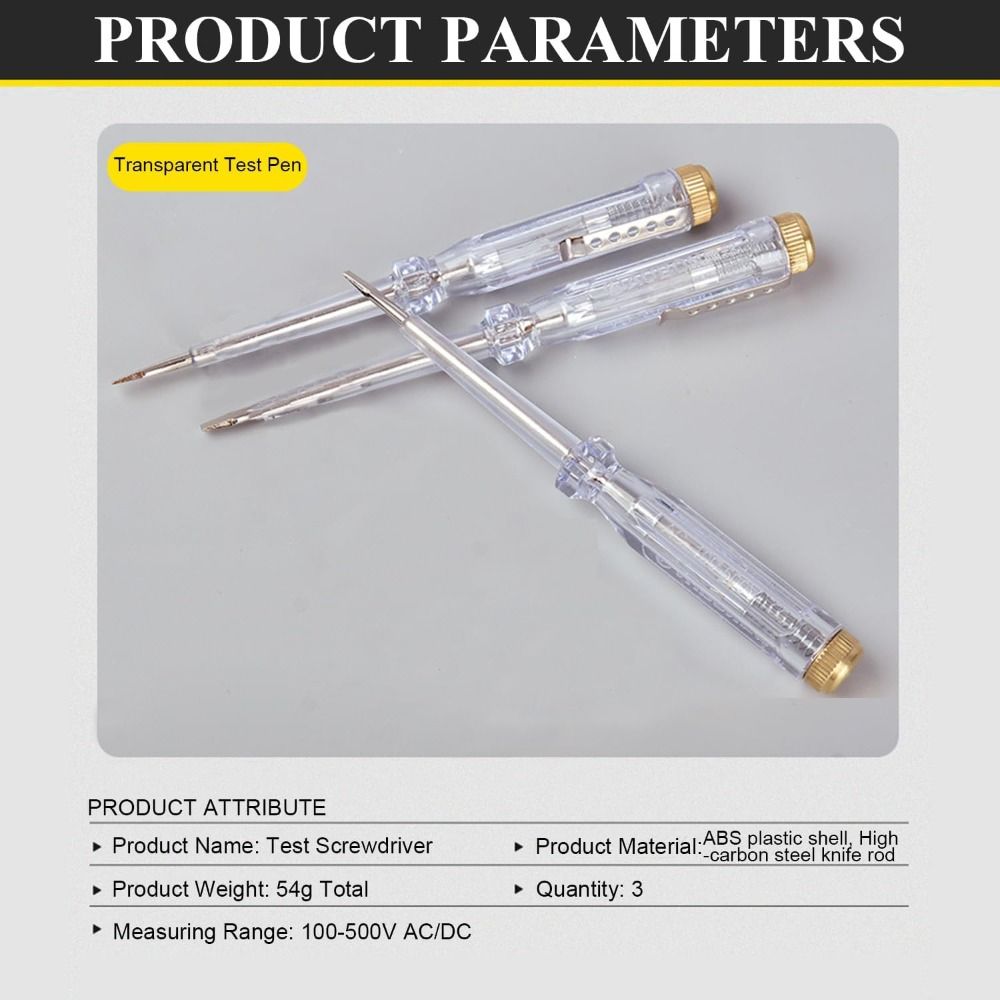 AC/DC 100-500V Voltage Detector Pen Clear Light Circuit Tester New Test Screwdriver