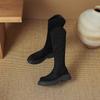 Krazing Pot Flock Autumn Winter Shoes Thick Med Heels Flat Platform Size 43 Modern Boots Stretch Knee Boots