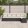 Ensemble de canapé de jardin 6 pièces avec coussins noir en poly rotin, Canapé de jardin 2 places avec rangement et coussins 3354386