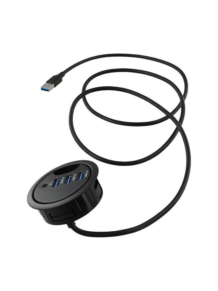 Compact USB Hub Audio Interface Dock 1.2m Cable Length 5Gbps Data Transfer Speed Compact Desk Grommet Solution