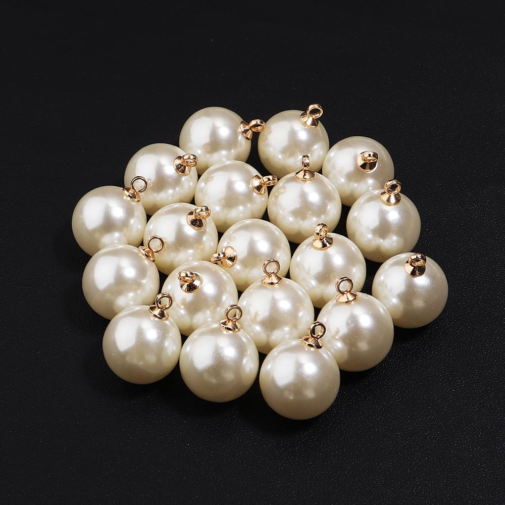 10-20 pcs/lot 6-20mm Round ABS Imitation Pearl Beads Pendant Beige White Charms For Jewelry Making DIY Fashion Necklace Earrings