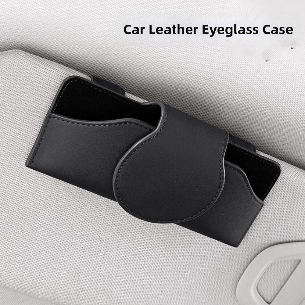 PU Leather Car Glasses Case Anti-Scratch Sun Visor Storage Box Car Sunglasses Holder  Vehicle