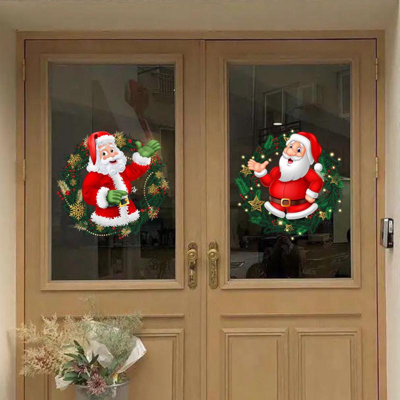Self-Adhesive Cartoon Santa Claus Stickers for Living Room and Main Door - Christmas Decorations