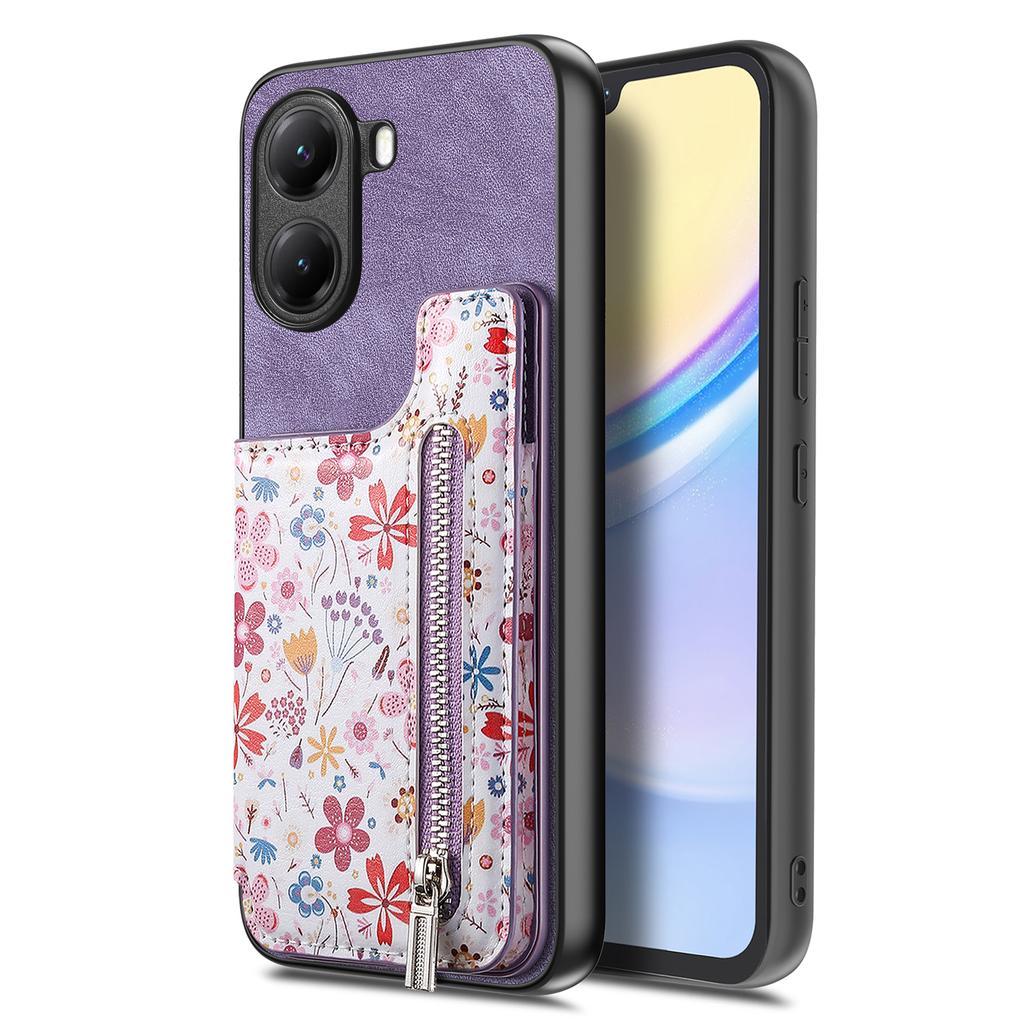 For Xiaomi Poco X7 Pro 5G/Xiaomi Redmi Turbo 4 5G Leather Phone Cover with RFID Blocking Zipper Card Bag Kickstand