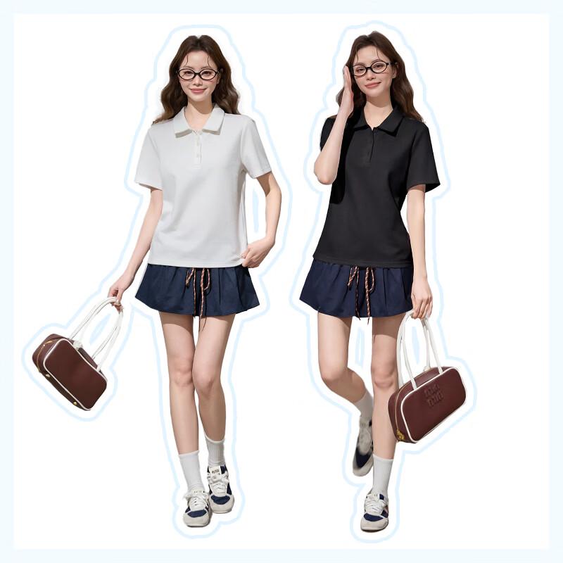 Women's Summer Solid Color Polo T-shirt & Quick-Dry Shorts Set