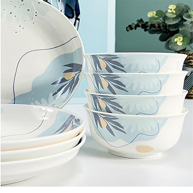ZIPOYA Einfaches Keramik-Geschirrset (4 Schüsseln, 4 Essstäbchen)