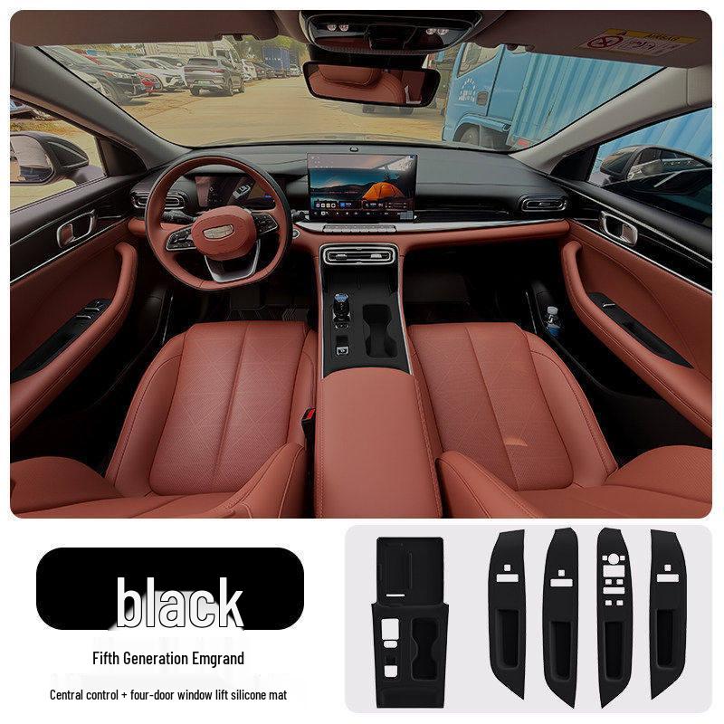 Fifth-Gen Emgrand Control Cup Holder Silicone Mat & Gear Shift Panel Sticker for Car Door & Window Protection