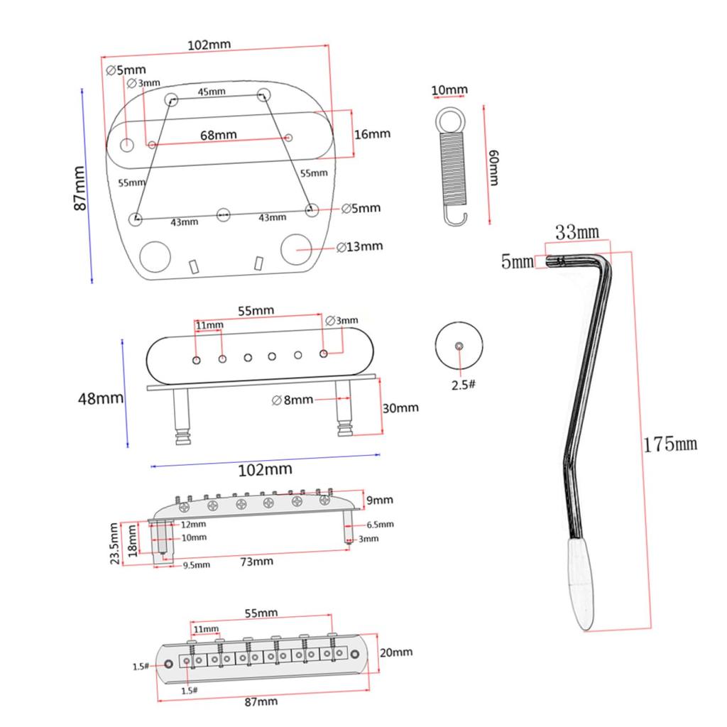 Ponte tremolo ponte Mustang Vaguelly 6 Ponte de guitarra