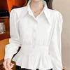 Chiffon Long Sleeved Shirt for Women's Spring Autumn New Style French Unique Shirt Short Top