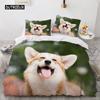 Lovely Animal 3D Bedding Sets White Duvet Quilt Cover Set Comforter Bed Linen Pillowcase King Queen 200*220cm Size Dogs Pets Dog