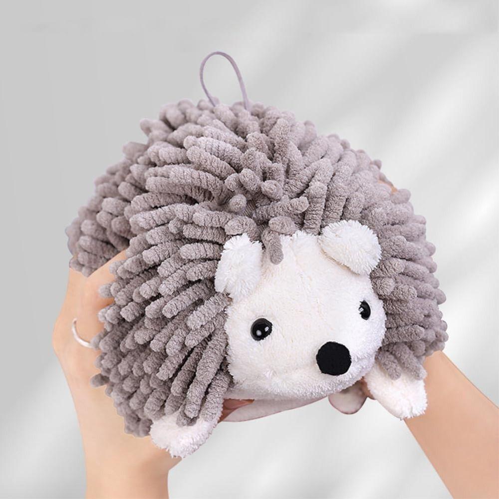 New Soft Hedgehog Chenille Hand Towel Hanging Fluffy Chenille Towel Fast Drying Super Absorbent Funny Hand Towel