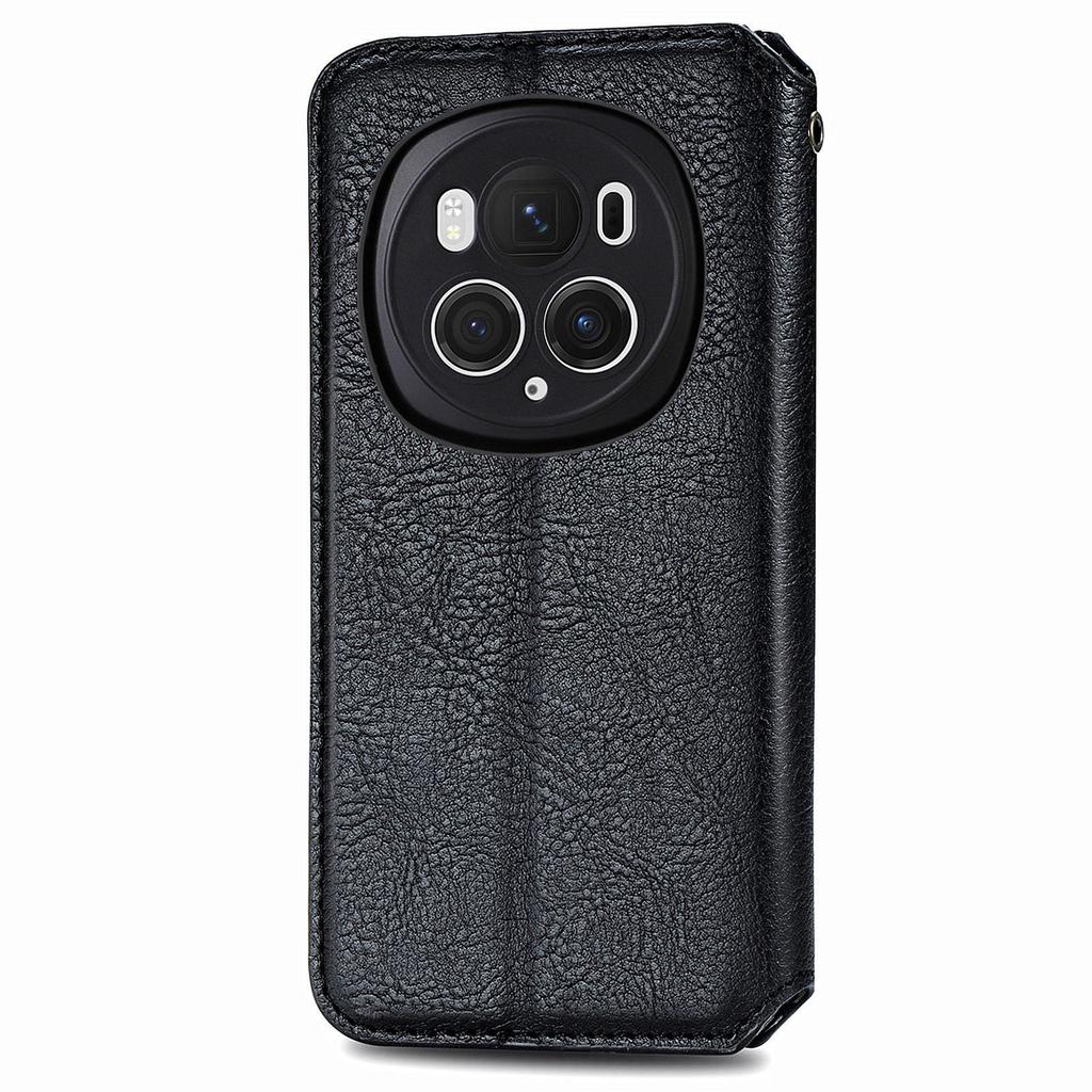 For Honor Magic6 Pro 5G PU Leather Case Rhombus Imprint Wallet Stand Phone Cover