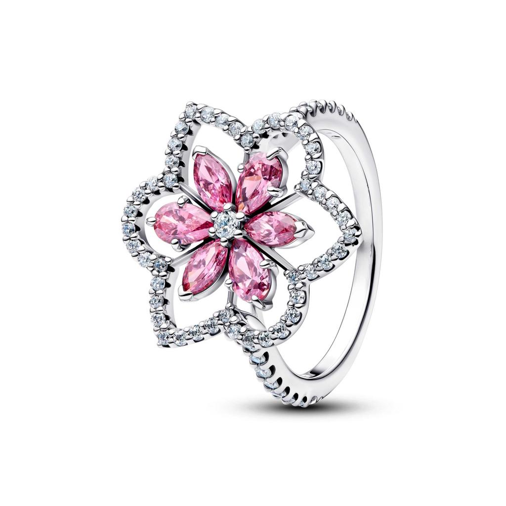 Luxury 925 Silver Heart-shaped Bow Flower Ring Fit Women's High-end Jewelry Parties Valentine's Day Gifts