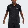 Adidas Aop Logo Print Training Sports Short Sleeve Polo Shirt Men Tops Black GP0994