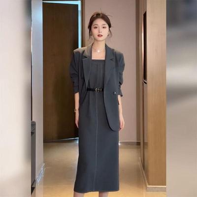 2612 Übergröße Damen Premium Taillenformender Hosenträgerkleid Anzug - Zweiteiliges Set