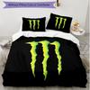 3pcs Duvet Cover Set (1*Duvet Cover + 2*Pillowcase, Without Core), Monster Energy Print Soft All‑Season Bedding Set, Home Bedroom Decor Gift