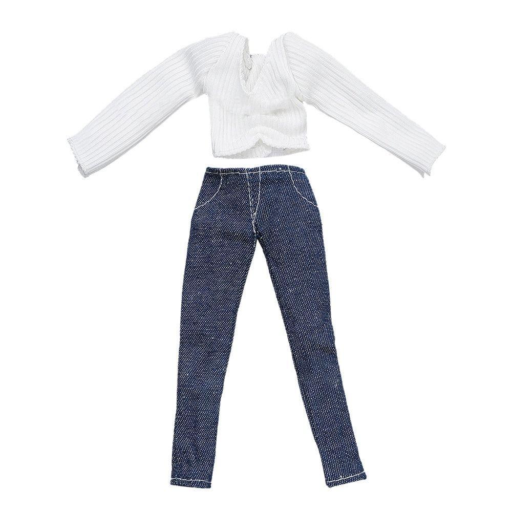 30CM Doll Clothes Suit Fashion Tops Sweater High Waisted Jean Pants Vest Skirt Set For 1/6Bjd Dolls Accessories Kids Toys