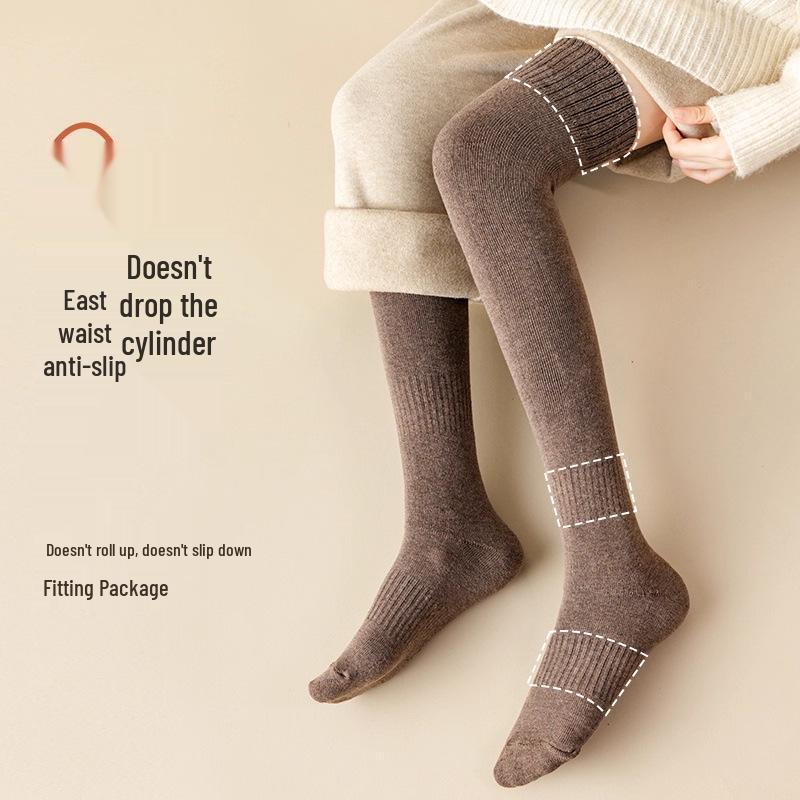 Women's Velvet Thickened Over-the-Knee Warm Socks with Knee Pads for Autumn & Winter