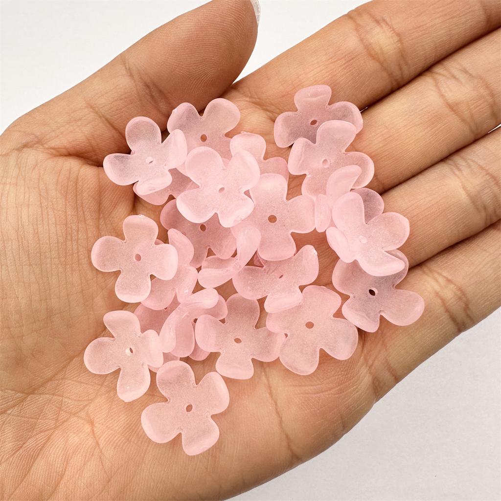 100 buc. Mărgele de modă de 15 mm, înghețate, de culoare caldă, cu 4 petale, recipient pentru flori de flori, bijuterii, bricolaj, accesorii, materiale lucrate manual, acrilic, brățară, colier