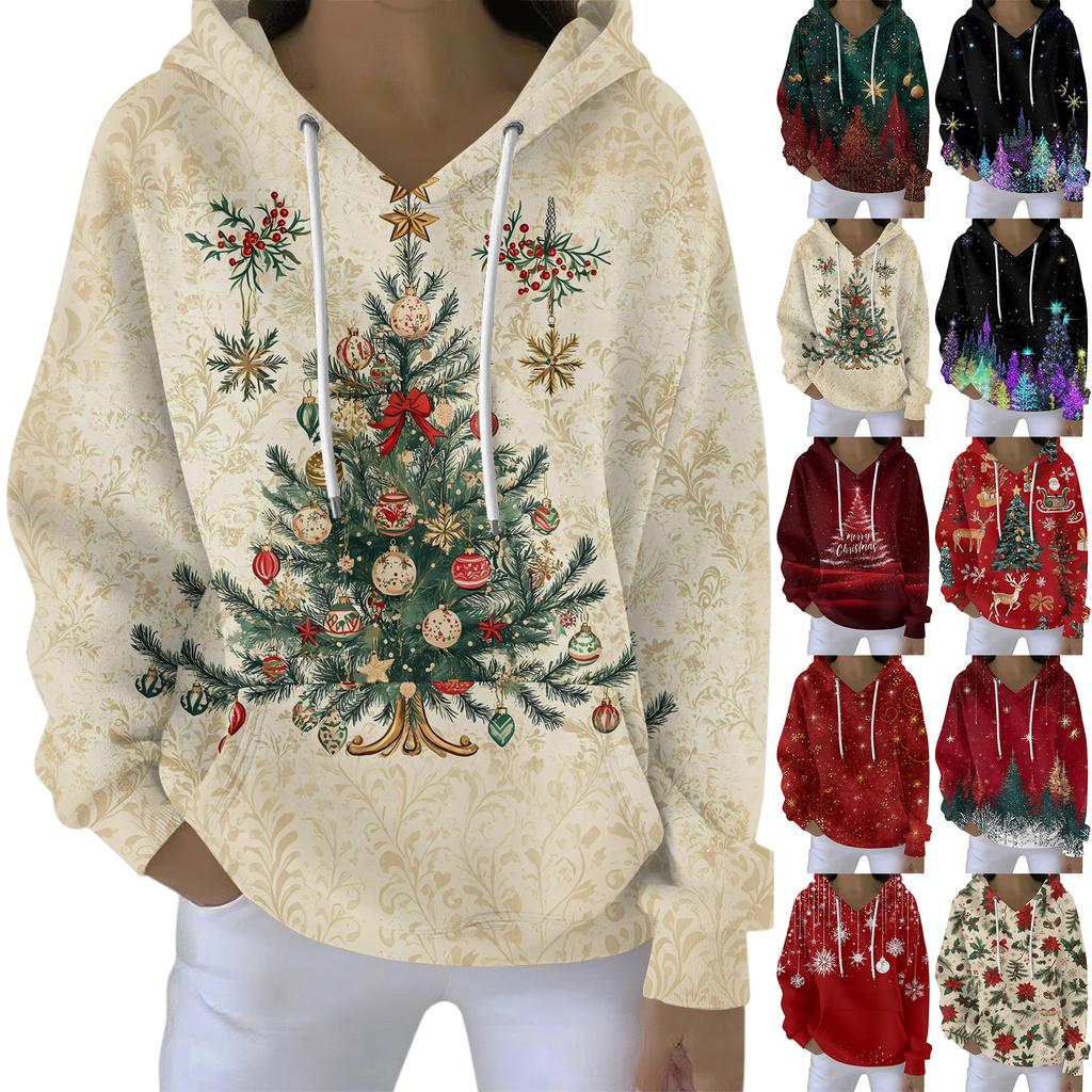 Women's Fashion Casual Hooded Loose Printed Long Sleeve Sweatshirt