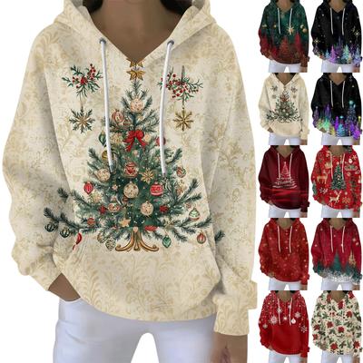 Women's Fashion Casual Hooded Loose Printed Long Sleeve Sweatshirt