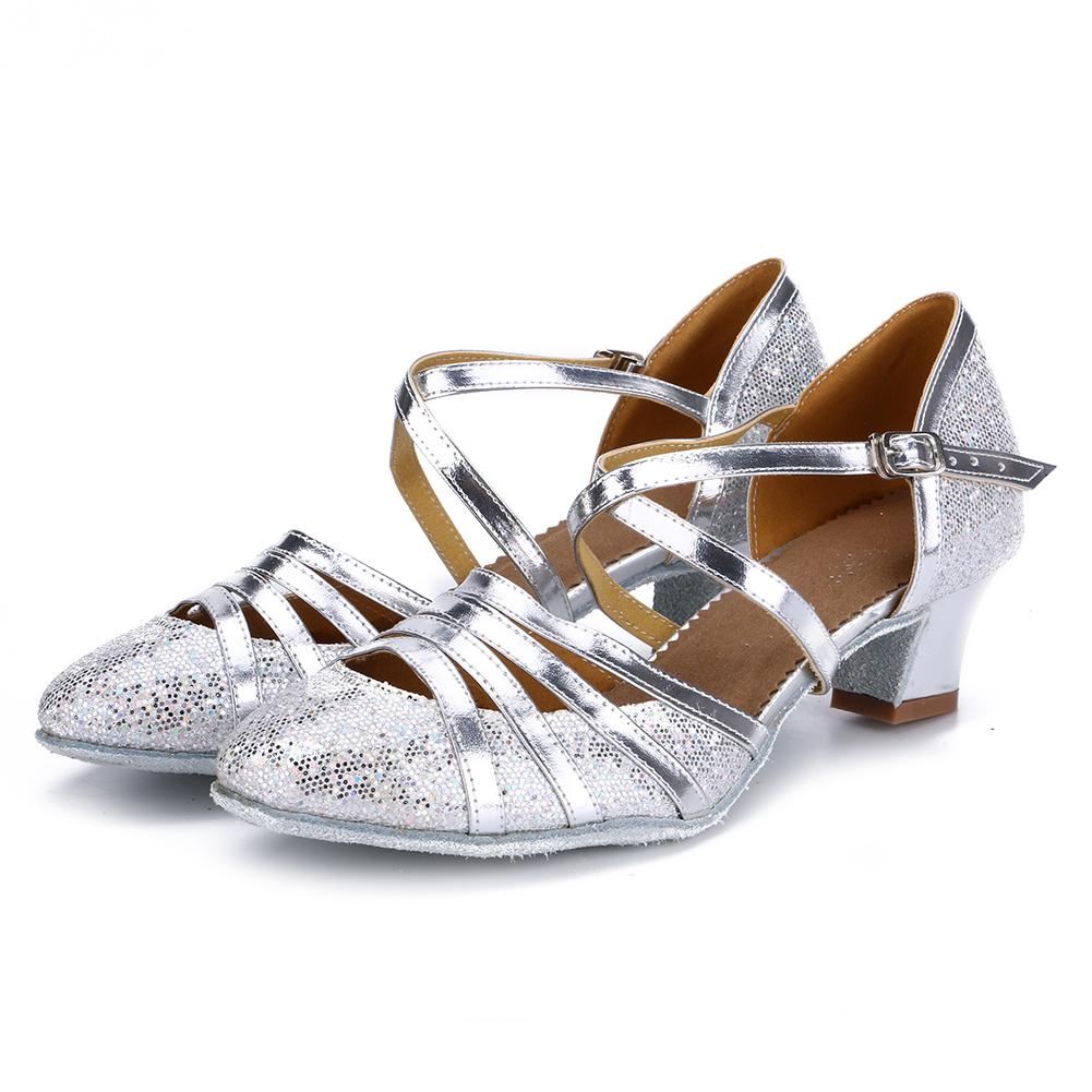 Sequins Women Latin Dance Shoes Waltz Salsa International Standard Dancing Shoes Heel 4cm Indoor