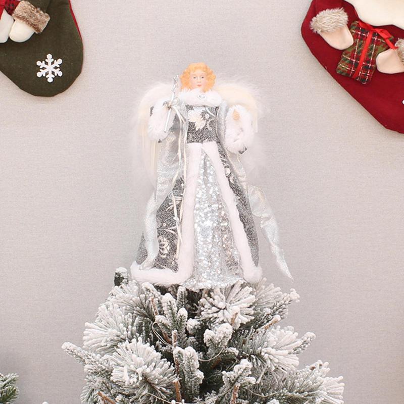 Angel Christmas Tree Topper Delicate Elegant Christmas Angel Topper With White Feather Wings 7.08in Angel Treetop Figurine