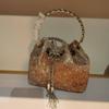 2026 Womens Crystal-Embellished Crossbody Bag Fringe Detail Small Square Shoulder No Top Handle