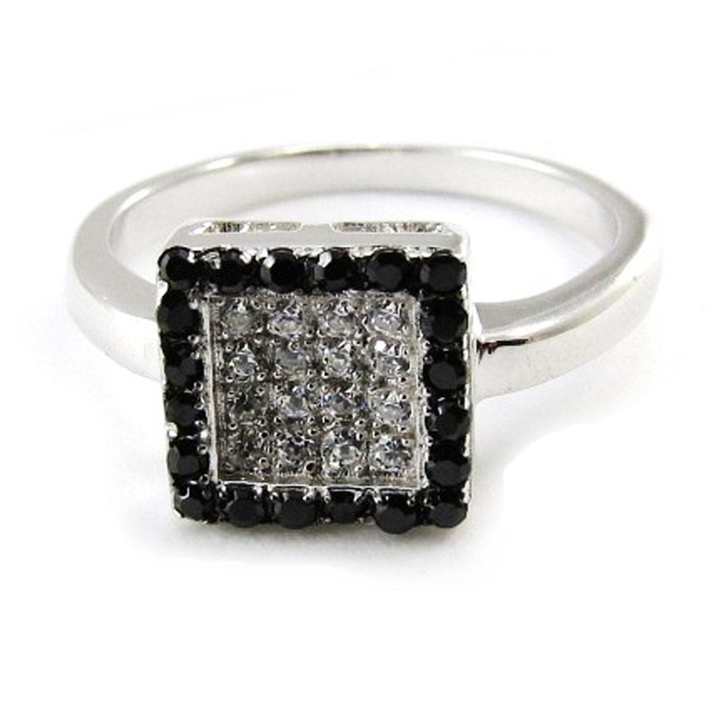 Black White 'Romy' Silver Ring