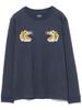 Beams Boy Long Sleeve Tee by Tailor Toyo SUKA T-Shirt In Embroidered "Tiger" Navy, Women's, Size M